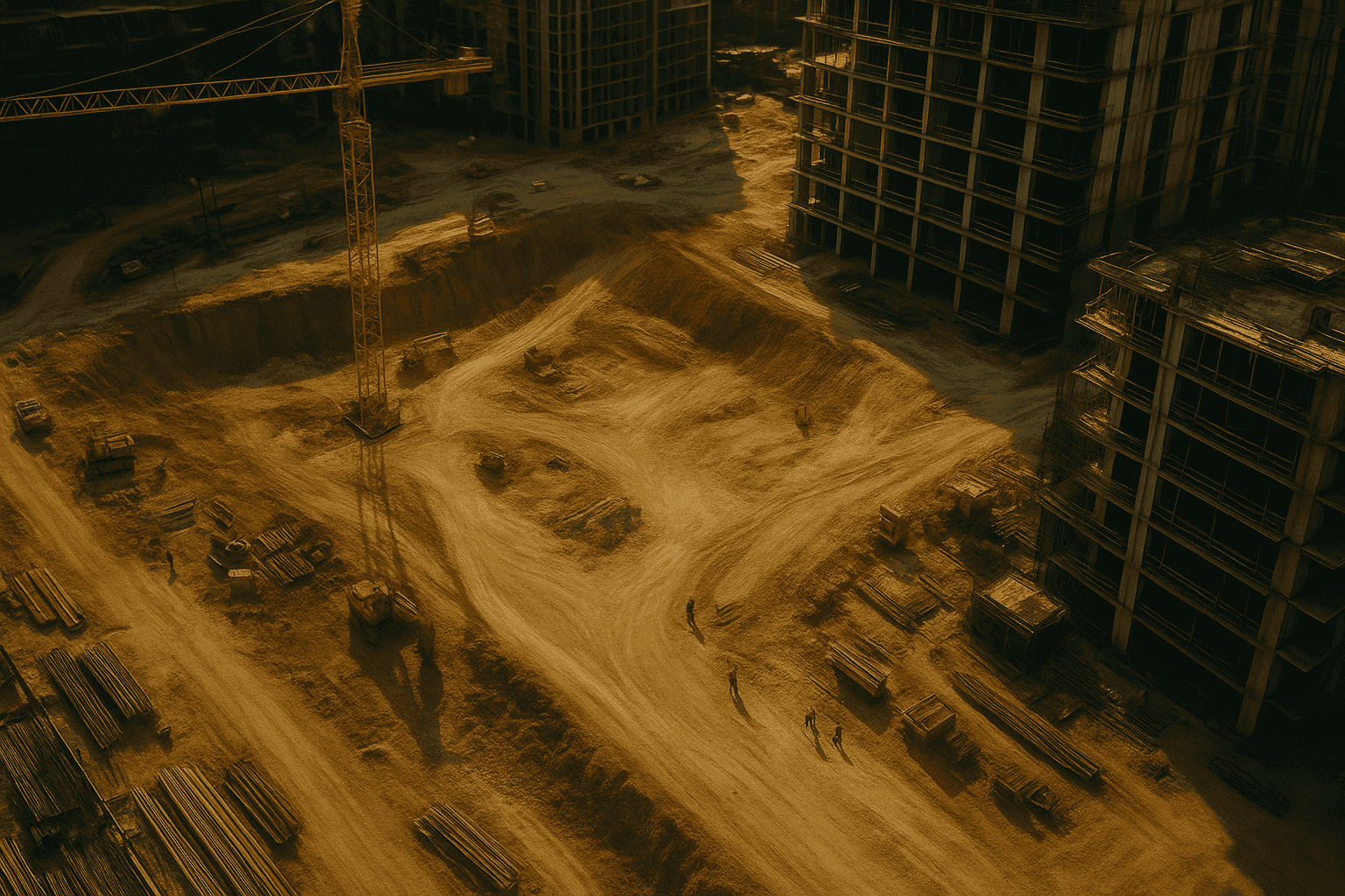 Aerial view of construction site